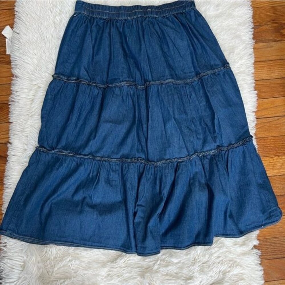 Live 4 Truth Denim Button-Front Blue A-Line Skirt - Picture 3 of 7